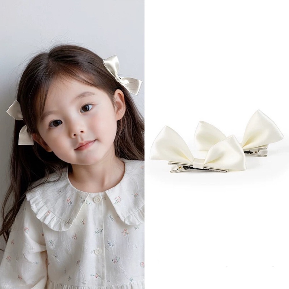 Ivory Bow Hair Clips Set of 2